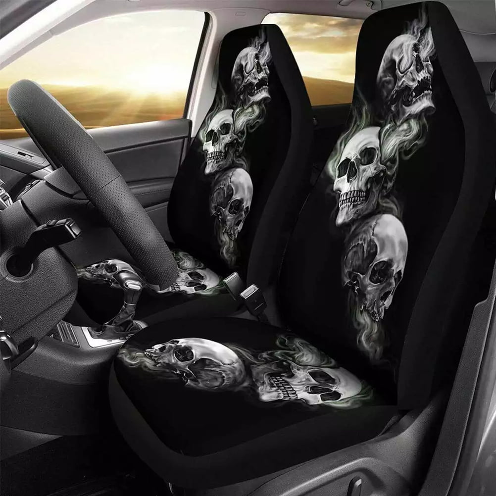 Fabric Car Seat Covers Waterproof Halloween Skeleton Breathable Car Seat Cover Protector Compatible for Car Truck SUV Van