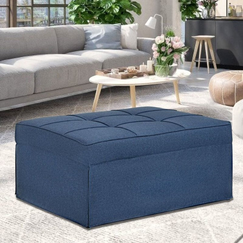 Pemberly Row Modern Fabric 4-in-1 Adjustable Folding Sofa Chair Bed in Blue