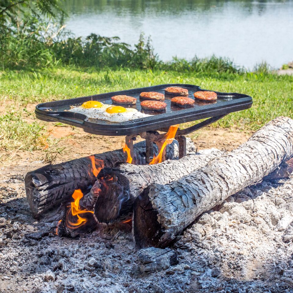 Lodge Fire and Cook Stand, A5-8 Rack, Holds Log Kindling & Most Sized Cookware, camp sites or fire pits