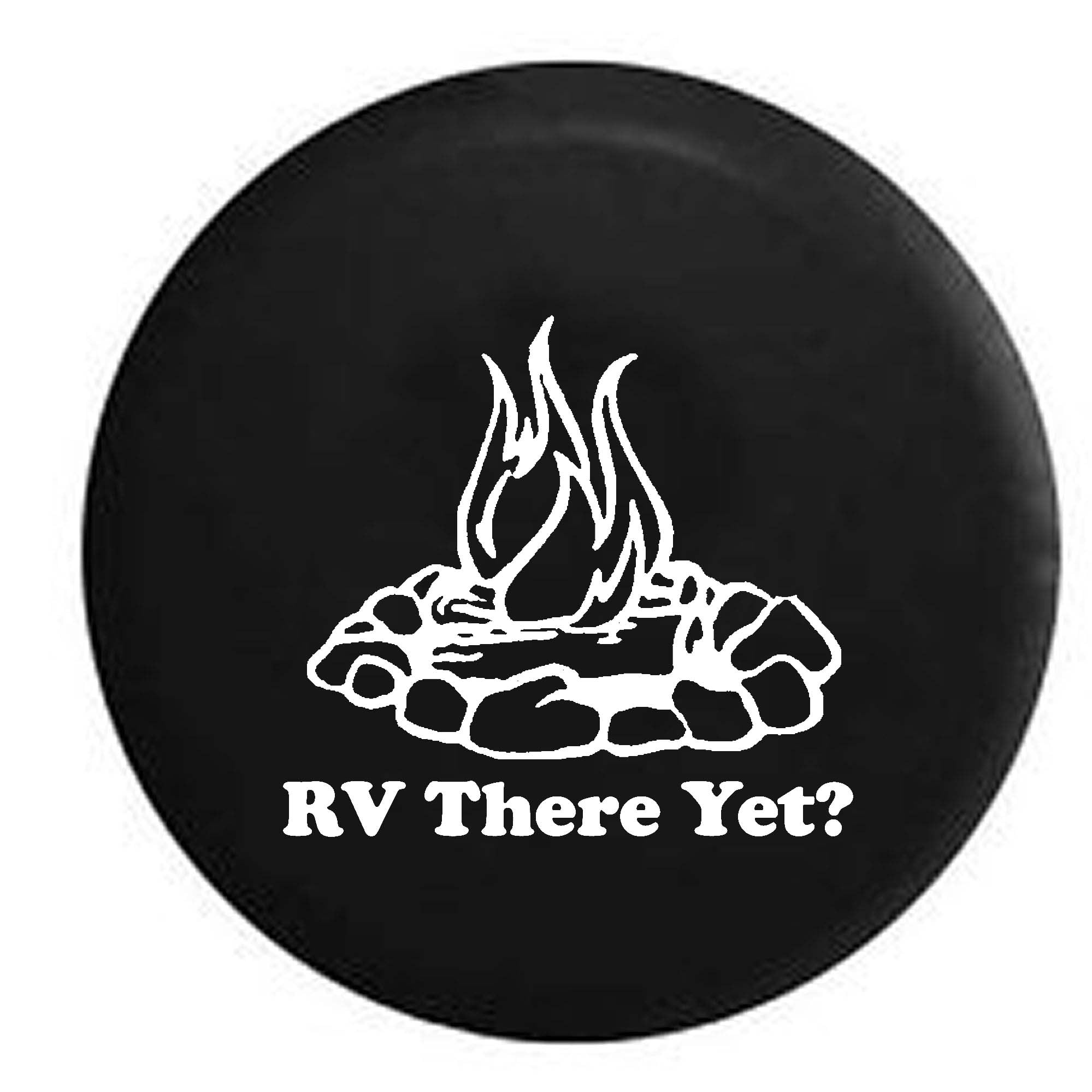 RV There Yet? Campfire Camping Trailer Spare Tire Cover Vinyl Black 27.5 in