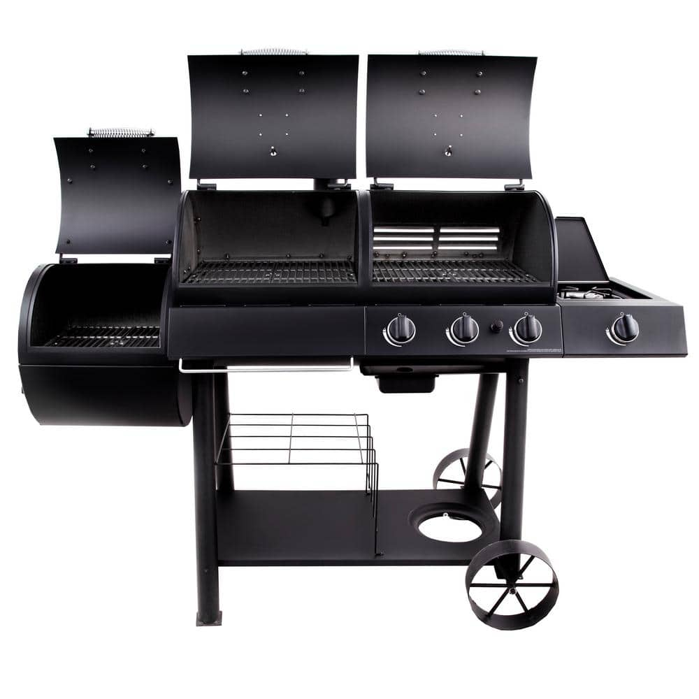 OKLAHOMA JOE'S Longhorn Combo 3-Burner Charcoal and Gas Smoker Grill in Black with 1,060 sq. in. Cooking Space 15202029