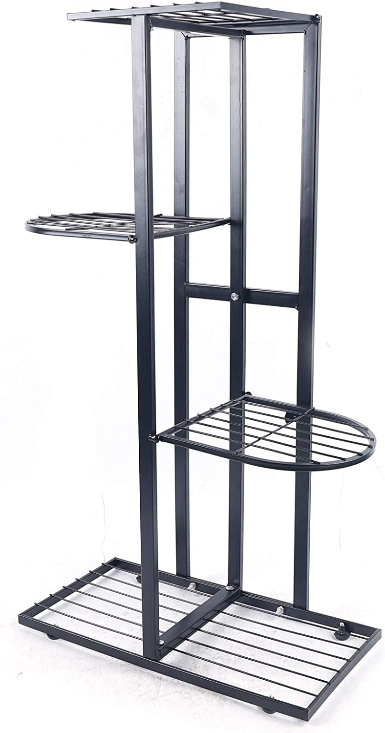 Flkoendmall Flkoendmall4Tier Iron Plant Flower Pot Display Stand Holder Flower Rack Storage Shelf Black