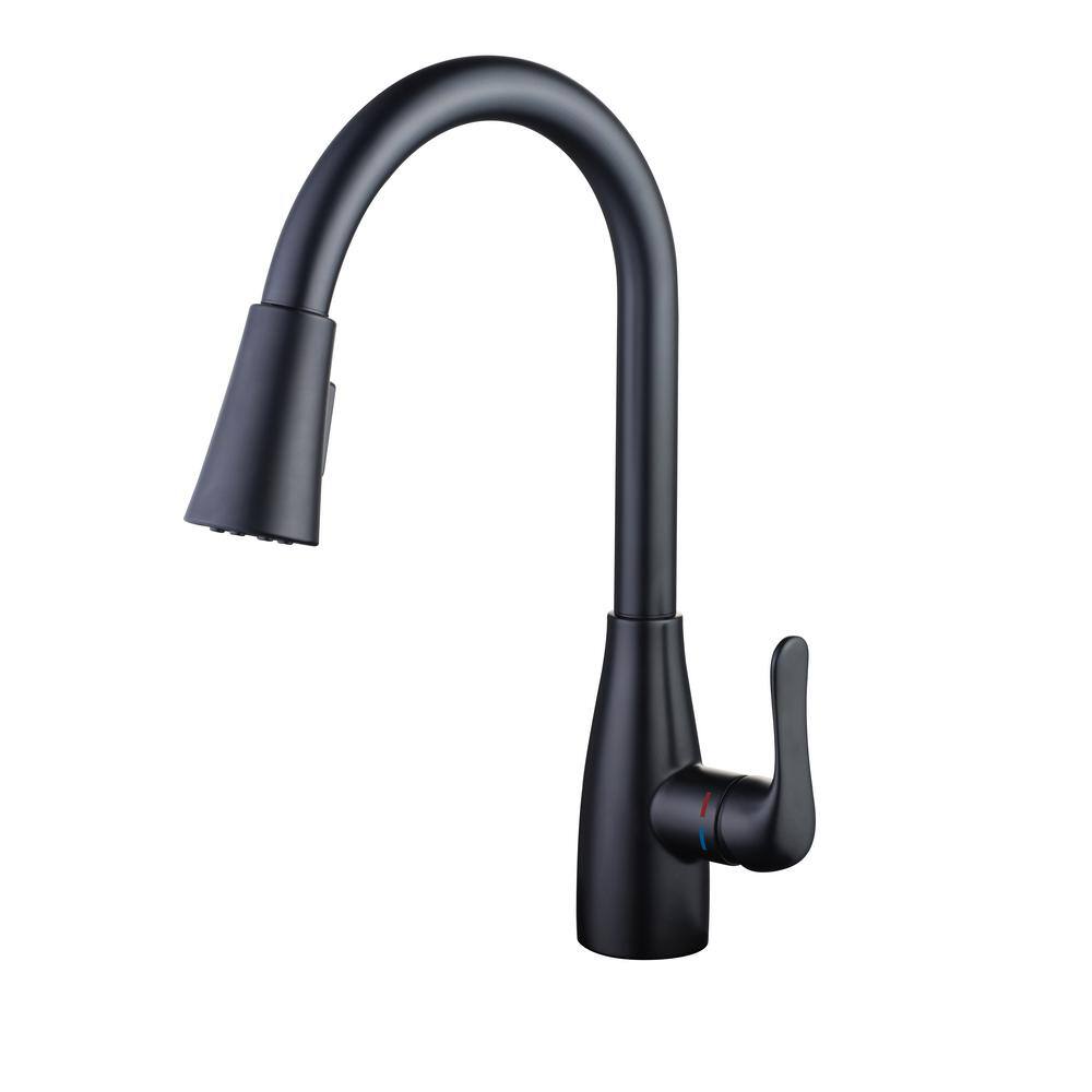 Glacier Bay McKenna Single-Handle Pull-Down Sprayer Kitchen Faucet in Matte Black with TurboSpray and FastMount HD67726W-1210H