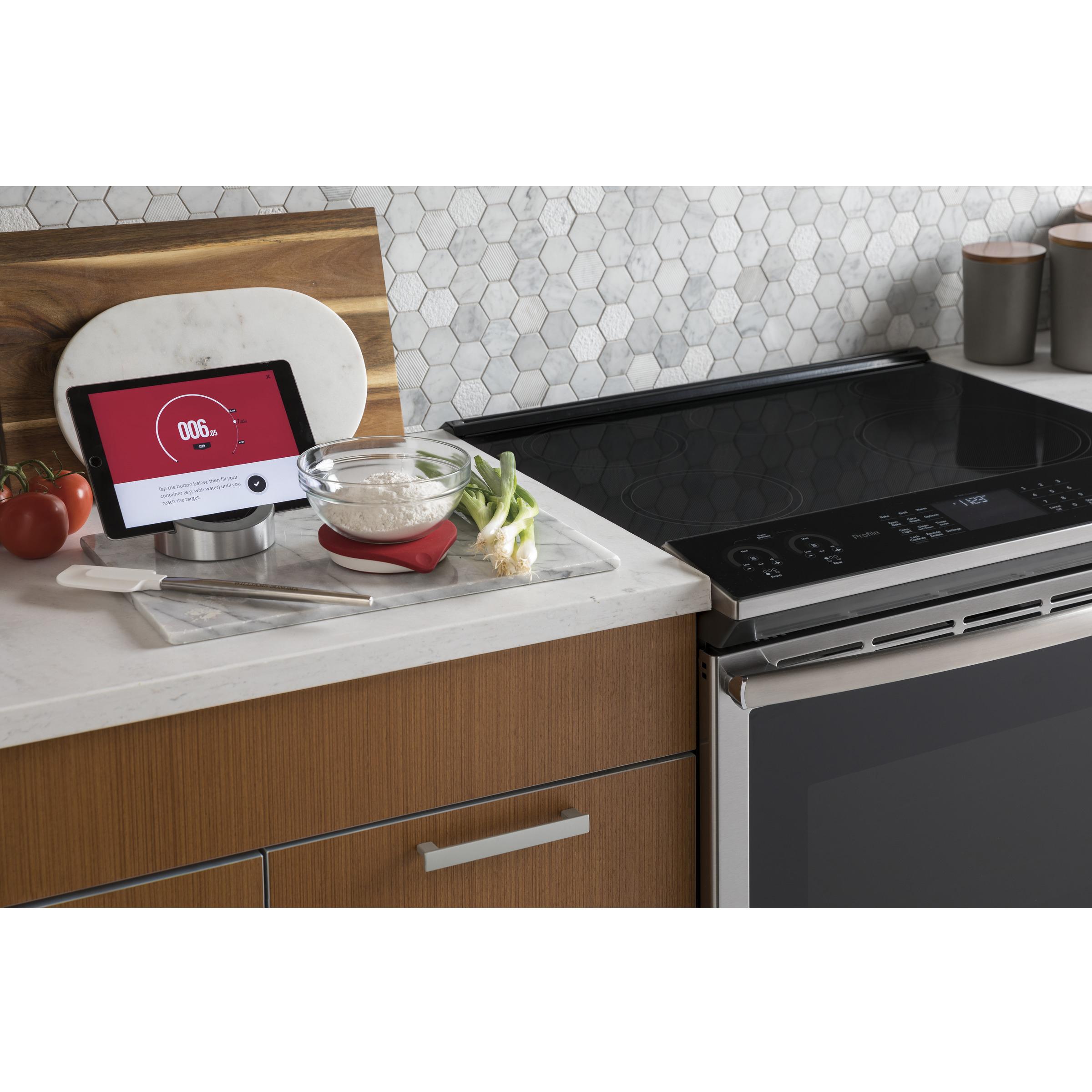 GE Profile 30-inch Slide-in Electric Induction Range with True European Convection Technology PCHS920YMFS