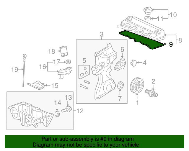 Genuine OE Honda Valve Cover Gasket - 12341-RNA-A01