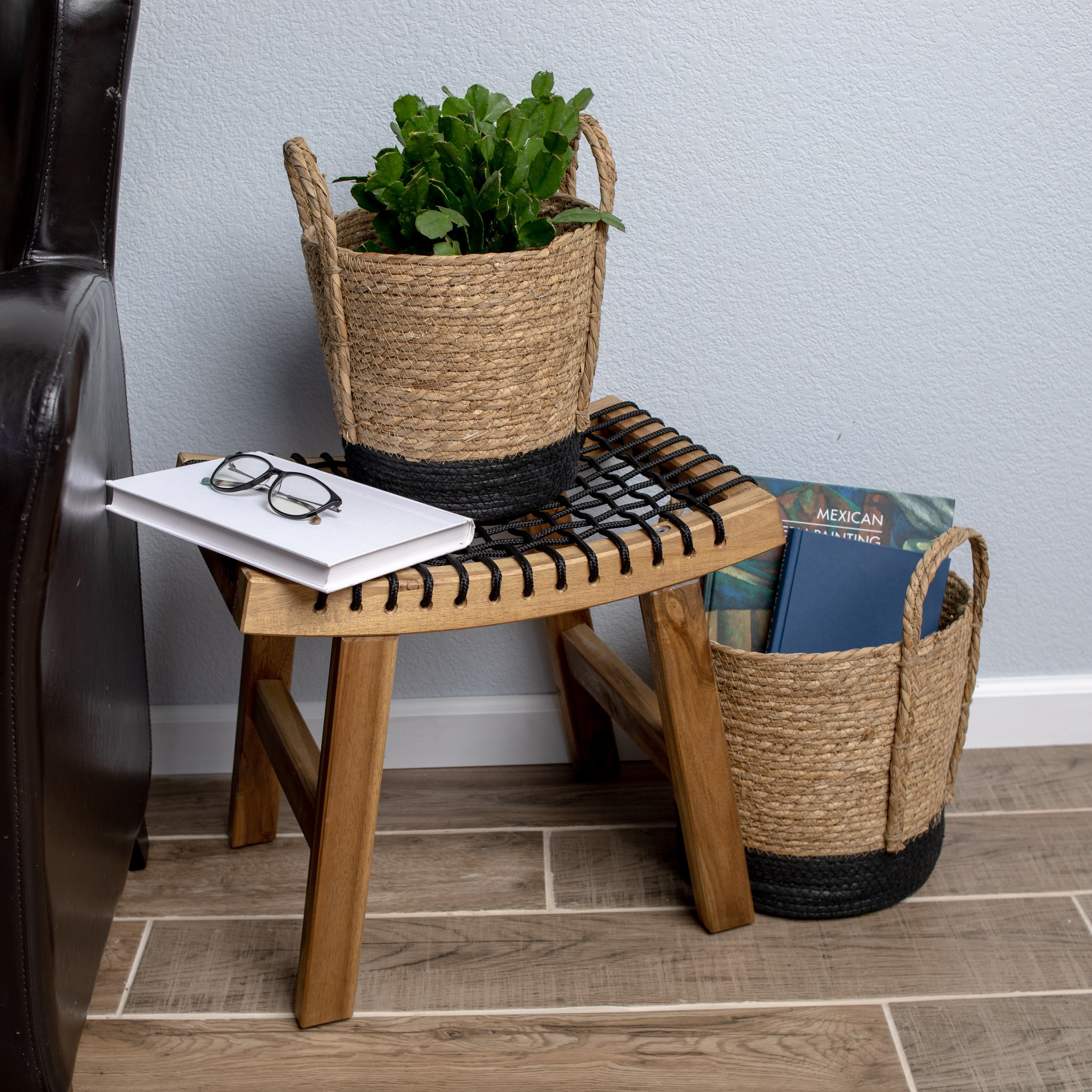 Mainstays Seagrass & Paper Rope Baskets, Set of 2, Small and Medium, Storage