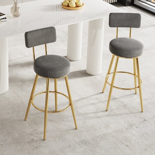 30inch Bar Stools with Velvet Upholstered Back