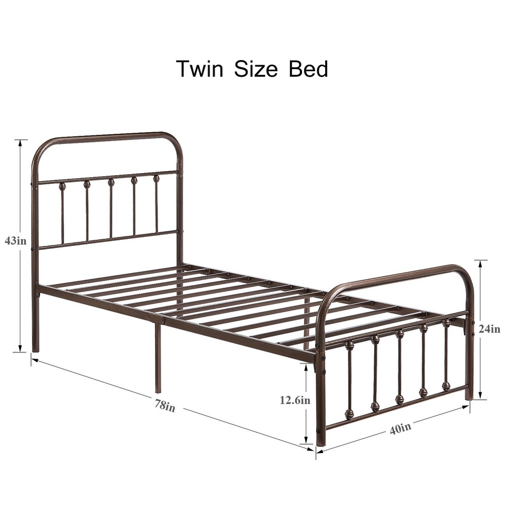 Javlergo Modern Platform Bed Frame Twin/Full/Queen/King Size Metal Bed with Headboard and Footboard