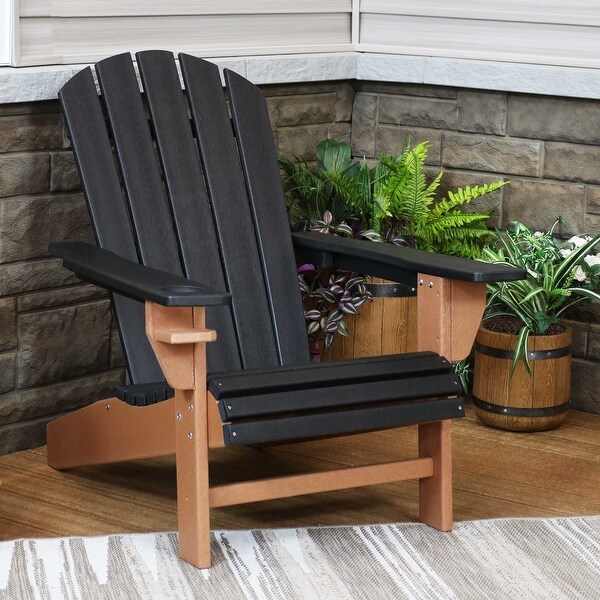 Sunnydaze AllWeather Outdoor Adirondack Chair with Drink Holder