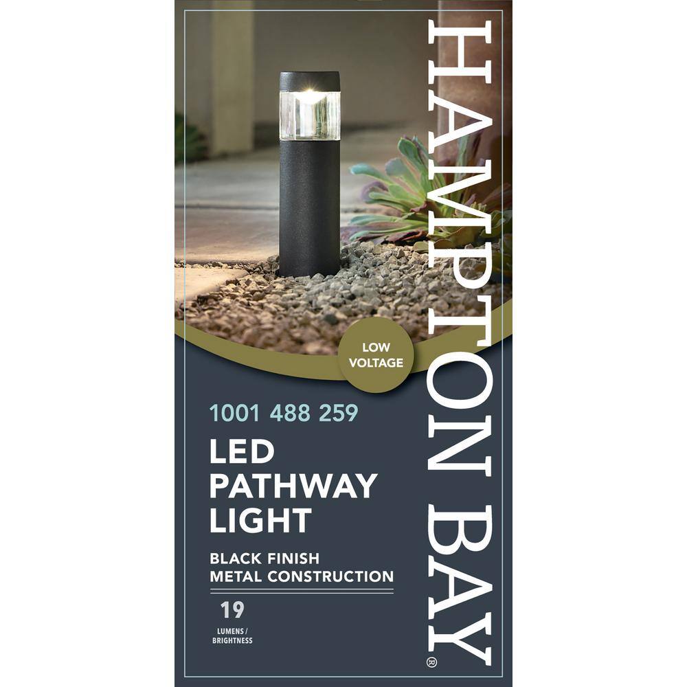 Hampton Bay Helena Low-Voltage 10-Watt Equivalent Black Outdoor Integrated LED Round Landscape Path Bollard Light ISV1801L-3