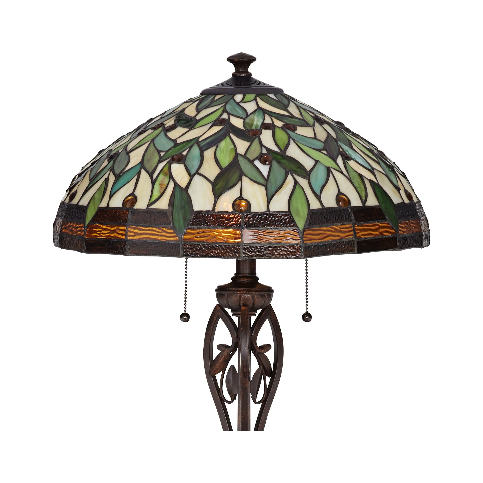 Robert Louis Tiffany Traditional Floor Lamp 60" Tall Bronze Tiffany Style Leaf Pattern Stained Glass Shade for Living Room Reading Bedroom