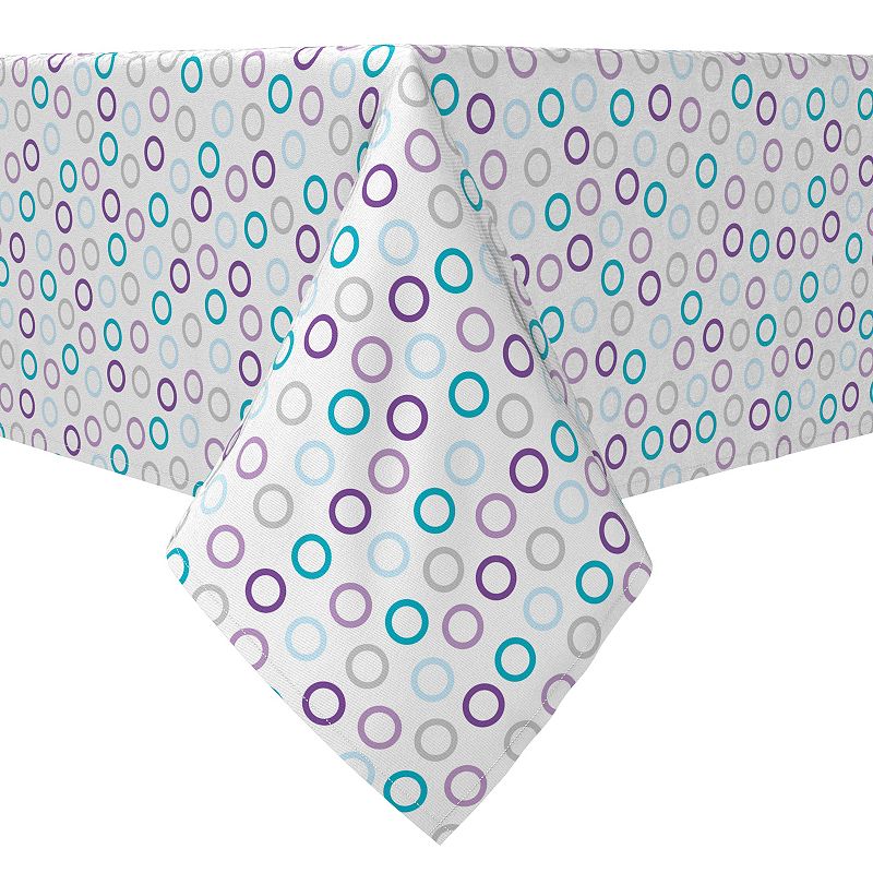 Square Tablecloth， 100% Cotton， 60x60， Purple and Blue Outlined Dots