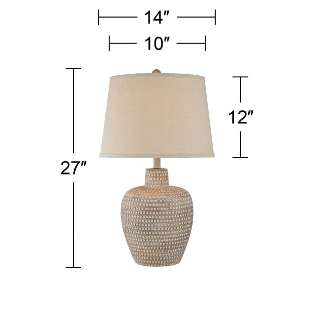 Tall Set Of 2 Dappled Sandy Beige Oatmeal Fabric Drum Shade For Bedroom Living Room Bedside Office