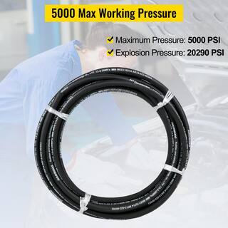 VEVOR Hydraulic Hose 50 ft. Rubber Gasoline Oil Transfer Hose 12 in. with 2 High-Tensile Steel Wire Braid 5000 PSI Max 00PSIX5NJR2YV2MH3V0