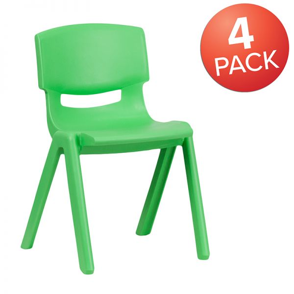 Whitney 4 Pack Green Plastic Stackable School Chair with 13.25'' Seat Height