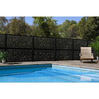 OUTDECO 96 in x 2 in. x 2in. Black Galvanized Steel Fence Post (for in-ground Decorative Privacy Panels and Slat Fence Installs) ODP96