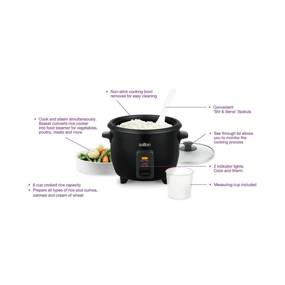 Salton Black Automatic 6-Cup Rice Cooker RC2104BK