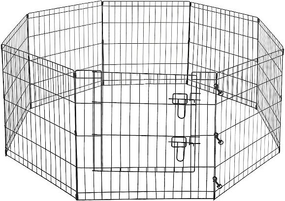 Pet Adobe 8-Panel Folding Metal Dog and Cat Playpen and Door