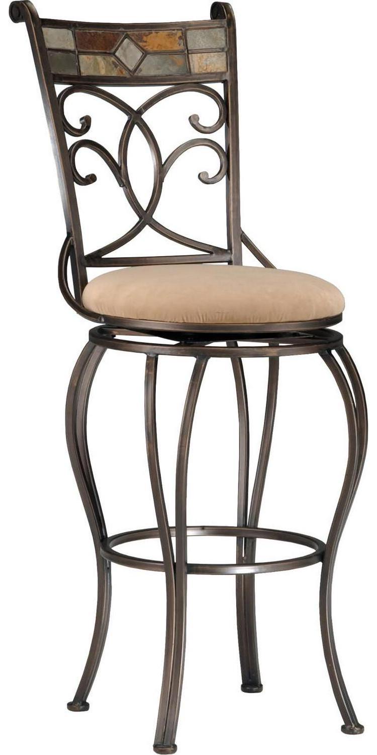 Hillsdale Furniture Pompei Metal Bar Height Swivel Stool， Antique Black Gold