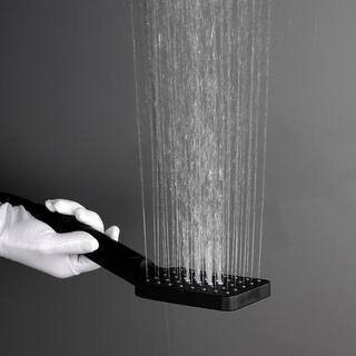 Mondawe Mondawell Square 3-Spray Patterns 10 in. Wall Mount Rain Dual Shower Heads with Handheld Spout and Valve in Matte Black MA-D98103H