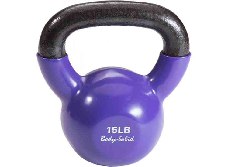 Body-Solid 15 lb Vinyl Dipped Purple Kettlebell