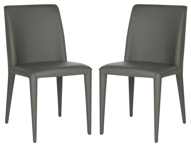 Evelyn 18  x27 x27Leather Side Chair set of 2 Grey   Midcentury   Dining Chairs   by Peachtree Fine Furniture  Houzz