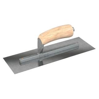 Bon Tool 12 in. x 4 in. Carbon Steel Square End Finishing Trowel with Wood Handle 66-224