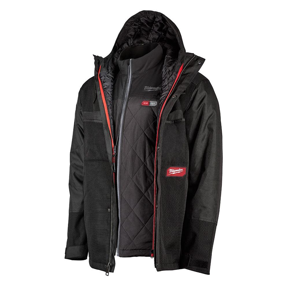 Milwaukee M12 Heated Jacket AXIS Layering System with GridIron Workshell Kit Black Large