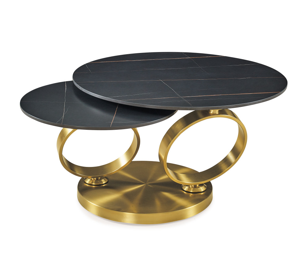 Motion Coffe Table With Ceramic Top and Gold Base   Contemporary   Coffee Tables   by CII  Houzz