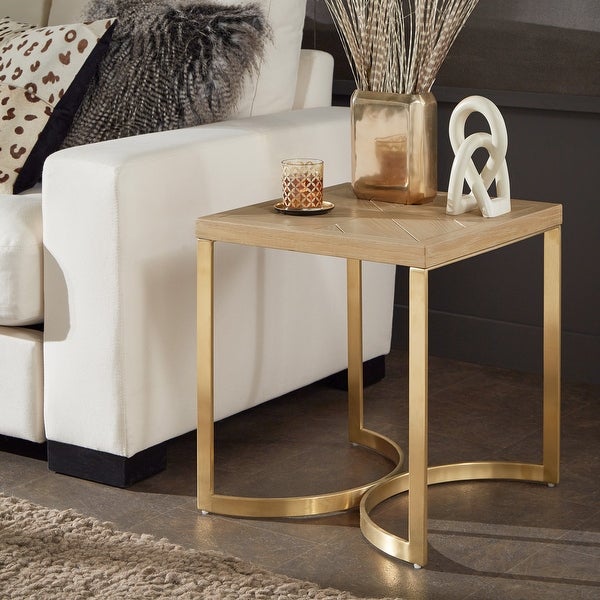 Minato Natural Finish and Gold End Table by iNSPIRE Q Bold