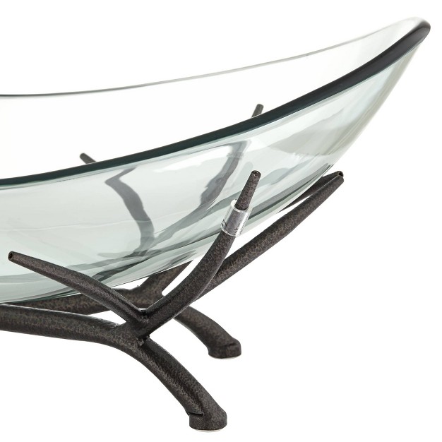 Kensington Hill St Tropez Black Metal And Clear Glass Oval Decorative Bowl