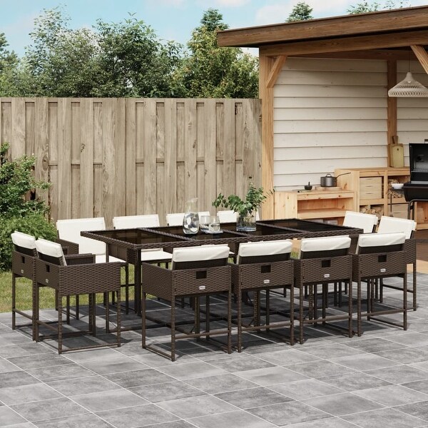 vidaX Patio Dining Set with Cushions Poly Rattan