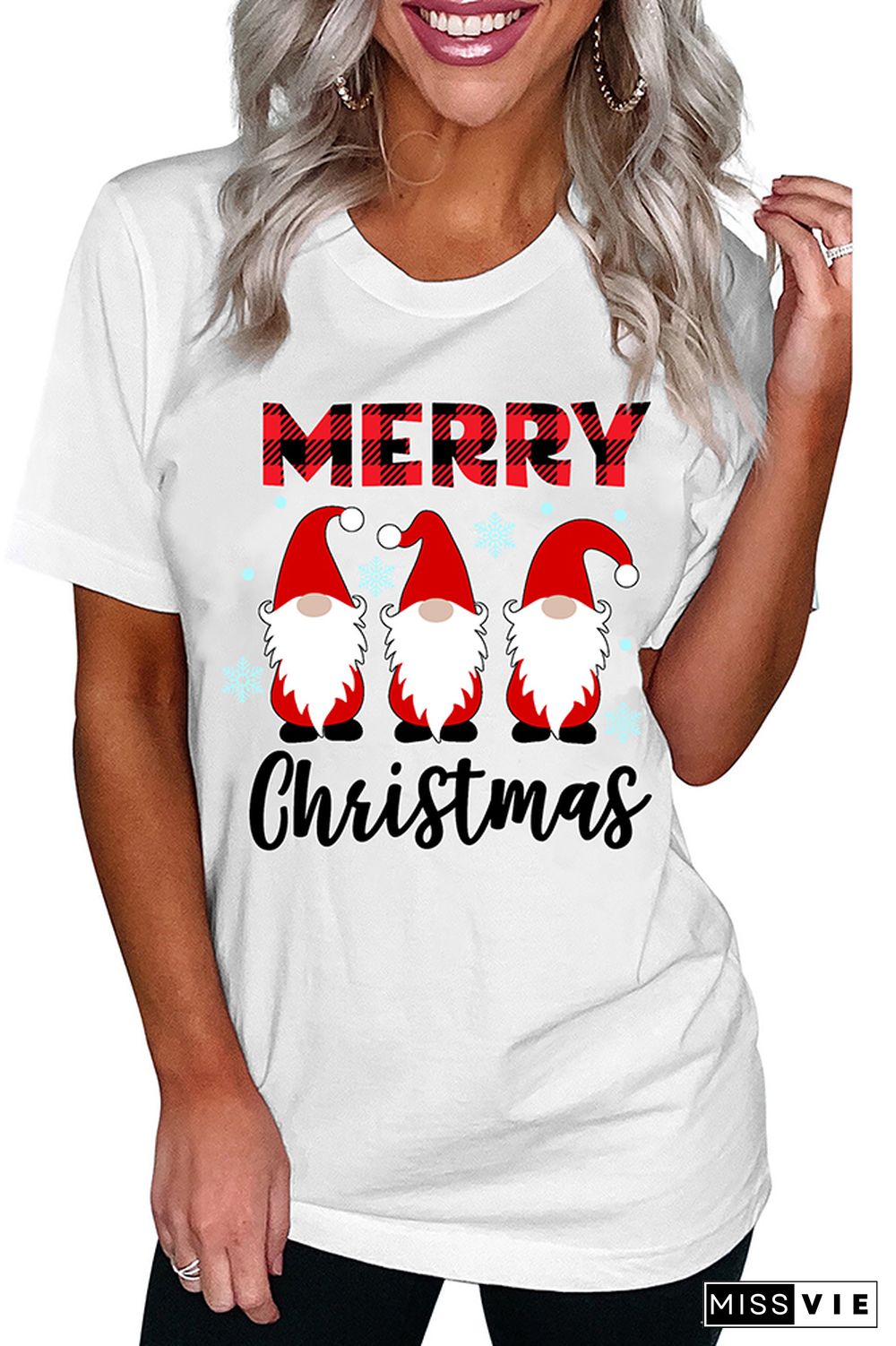 MERRY Christmas Printed Tees for Women Wholesale Short Sleeve T shirts Top