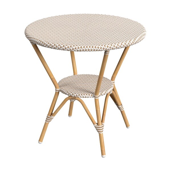 Tobias Outdoor Rattan and Metal Round Bistro Table