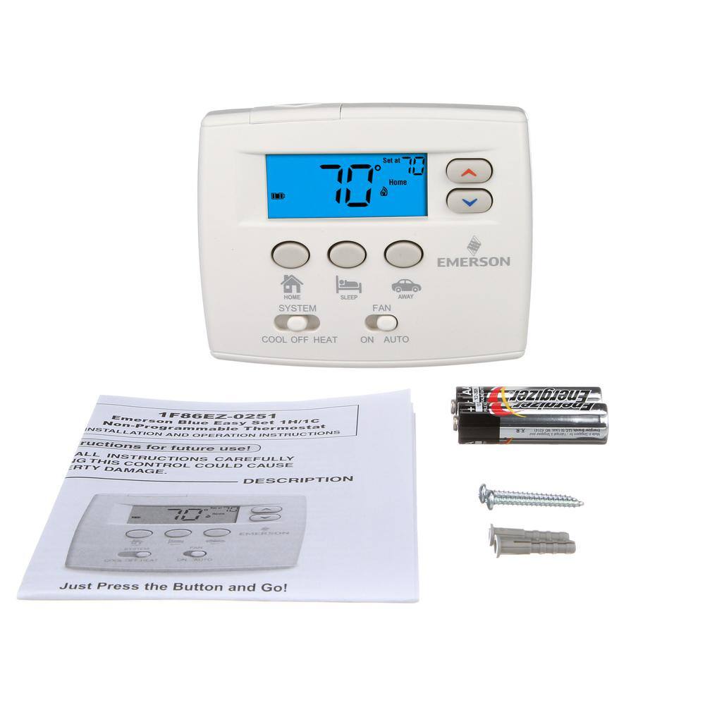 Emerson 80 Series Blue Non-Programmable Single Stage (1H1C) Easy Set Thermostat 1F86EZ-0251