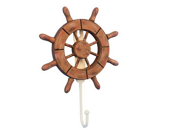 Handcrafted Model Ships Wheel 6 107 Rustic Wood Fi...