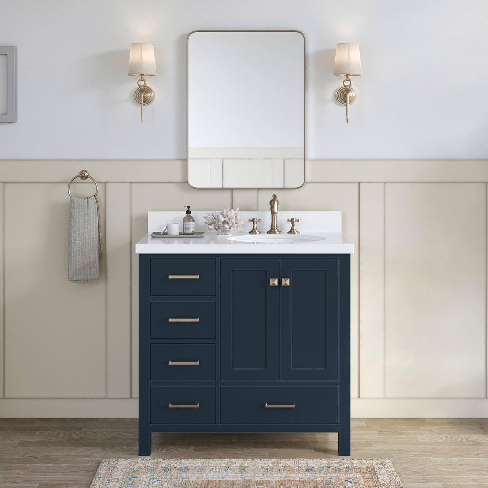 ARIEL Cambridge 36 in. W x 21.5 in. D Vanity Cabinet Only in Midnight Blue A037S-R-BC-MNB