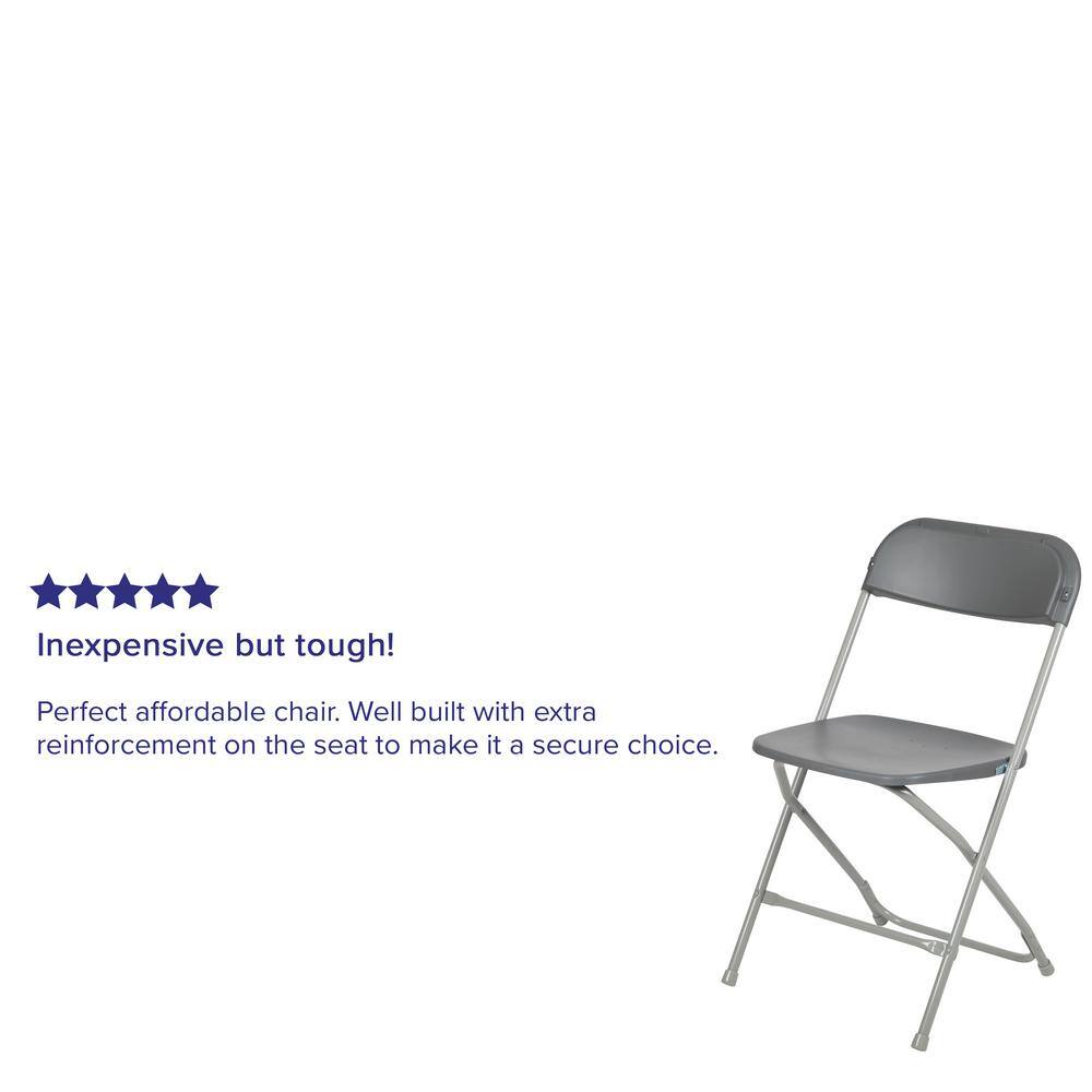 Carnegy Avenue Grey Plastic Seat with Metal Frame Folding Chair (Set of 2) CGA-LE-274400-GR-HD