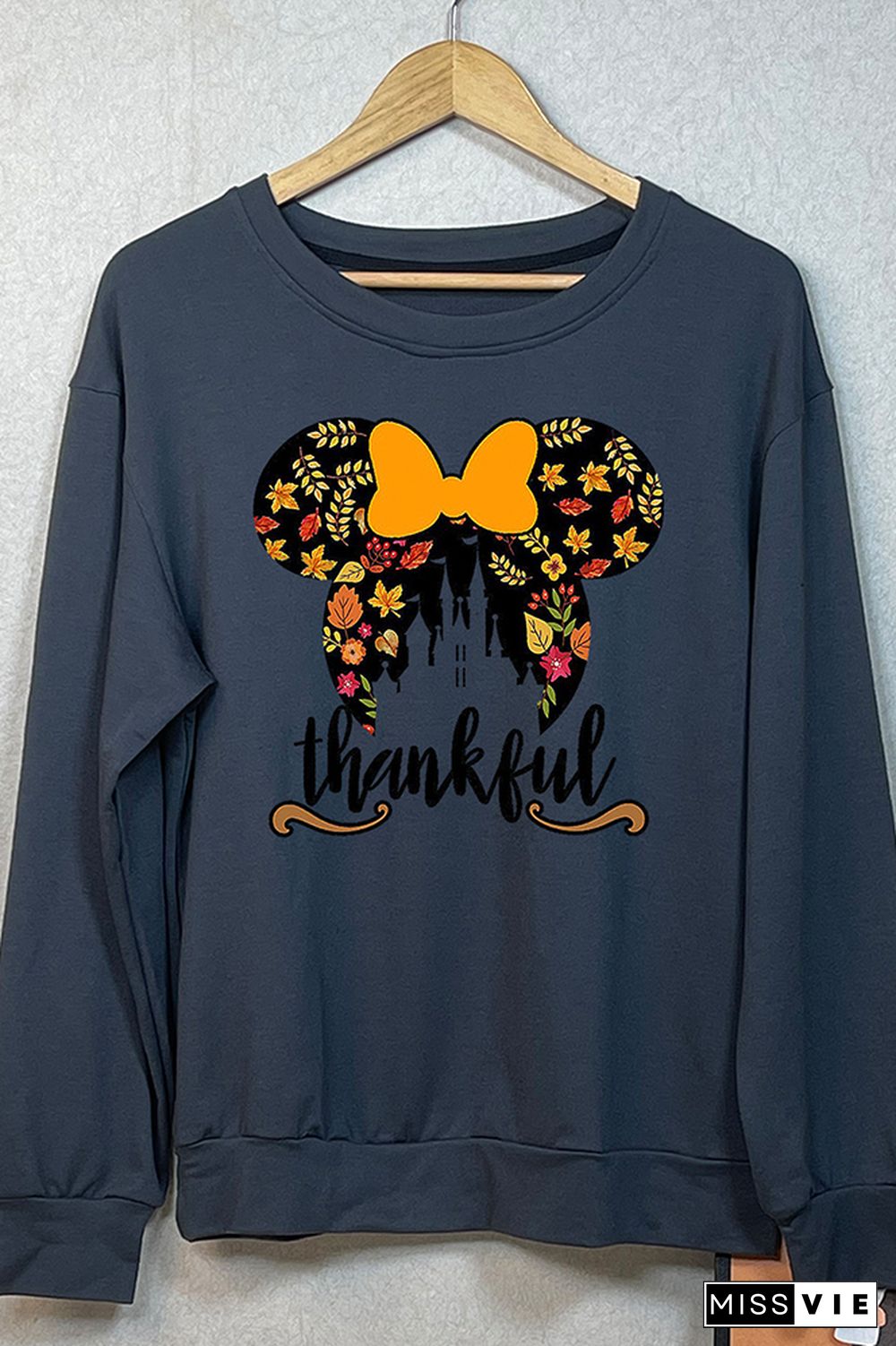 Thankful Print O-neck Long Sleeve Sweatshirts Women Wholesale