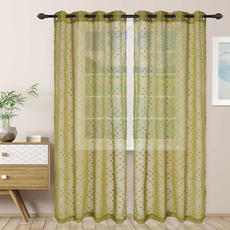 Superior Poppy Sheer Set of 2 Grommet Top Window Curtain Panels