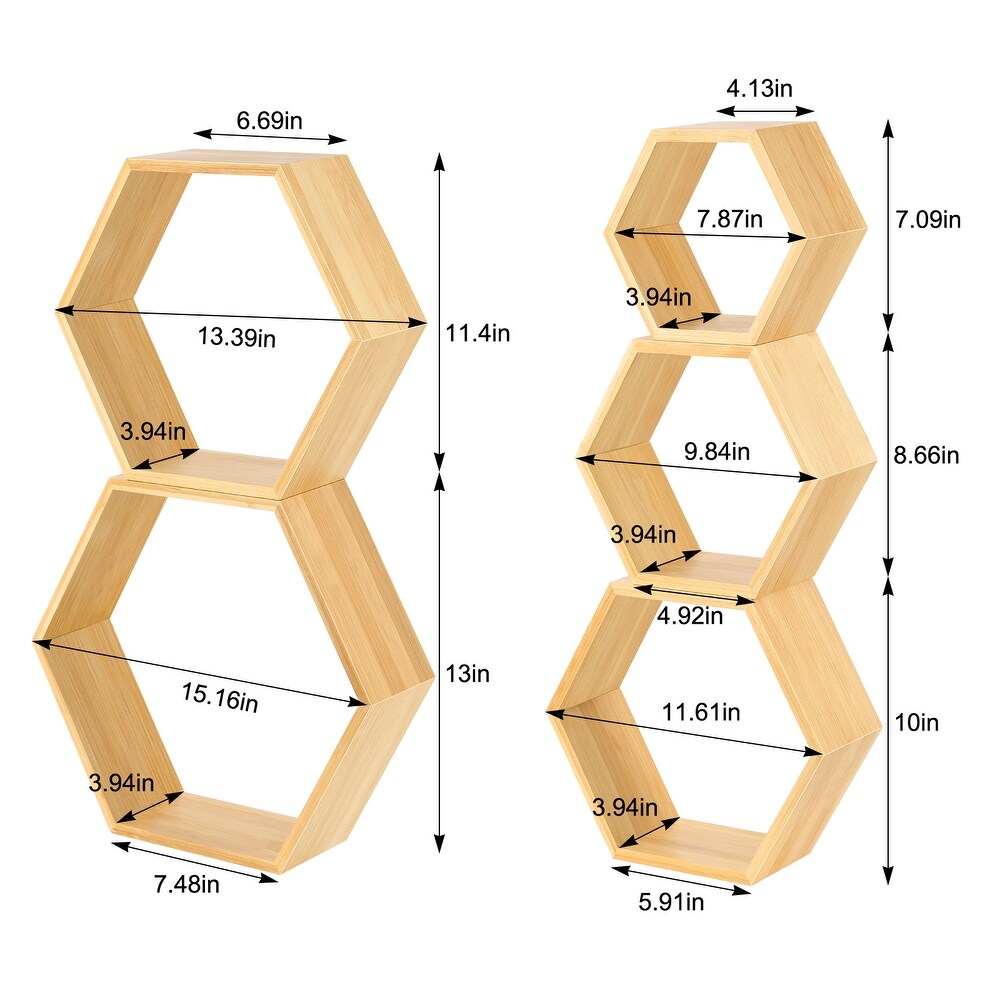 Wall Mounted Hexagon Floating Shelves