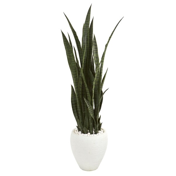 51 Sansevieria Artificial Plant in White Planter