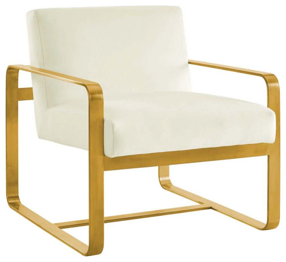 Ophelia Ivory Performance Velvet Armchair   Modern   Armchairs And Accent Chairs   by Rustic Home Furniture Deco  Houzz