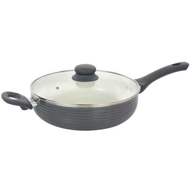 Oster 3 5 Quart Nonstick Aluminum Saute Pan With Lid In Gray