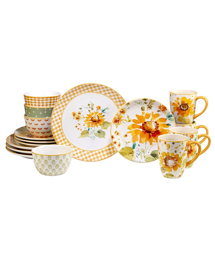 Certified International Sunflowers Forever Dinnerware Set 16 Piece