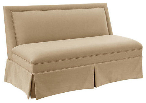 Harper Settee  Burlap Performance Linen Blend Fabric   Traditional   Loveseats   by Taylor Burke Home  Houzz