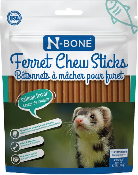 N-Bone Salmon Flavor Chew Sticks Ferret Treat， 3.74-oz bag