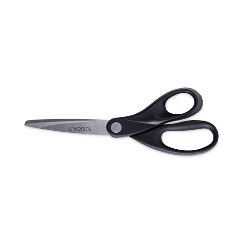 Universal Stainless Steel Office Scissors， 8 Long， 3.75 Cut Length， Black Straight Handle (92009)