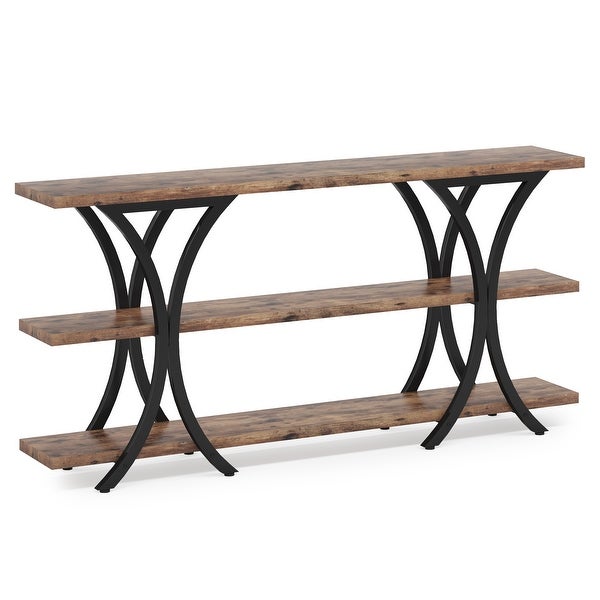 70.8 Inch Narrow Console Table with 3 Tier Shelves