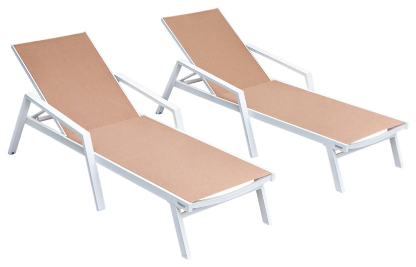 LeisureMod Marlin Patio Chaise Lounge Chair White Arms Set of 2   Contemporary   Outdoor Chaise Lounges   by LeisureMod  Houzz